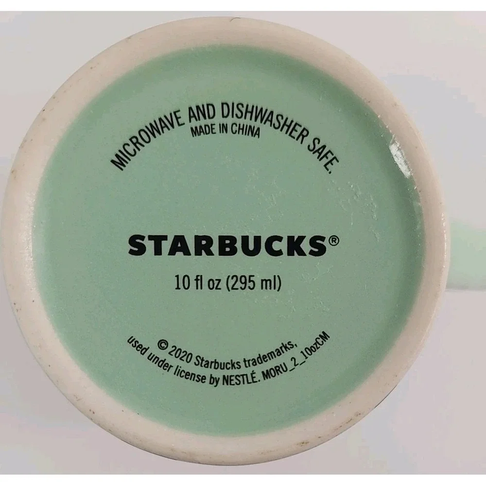 Starbucks 2020 Mint Green Leaves & Mermaid Logo Ceramic Coffee Cup Mug 10oz